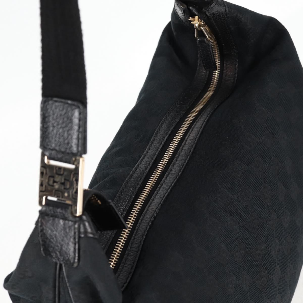 GUCCI GG Canvas Shoulder Bag Black Gold 146243 Auth 124500V