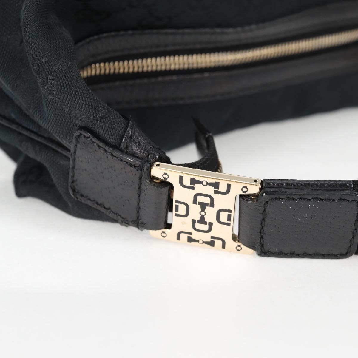 GUCCI GG Canvas Shoulder Bag Black Gold 146243 Auth 124500V