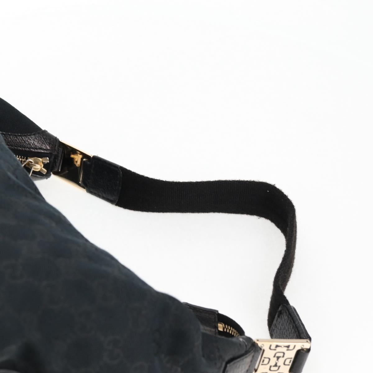 GUCCI GG Canvas Shoulder Bag Black Gold 146243 Auth 124500V