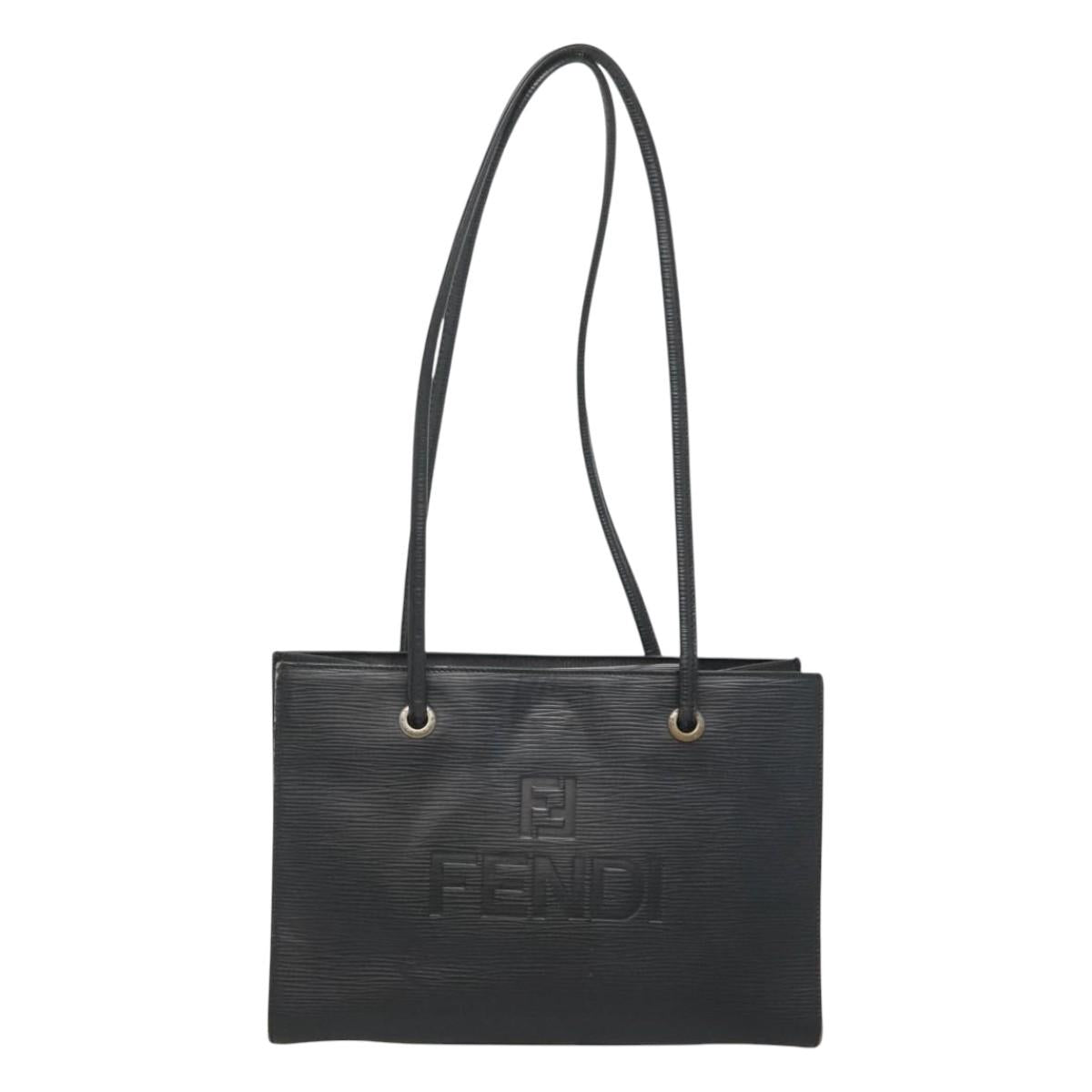 FENDI Shoulder Bag Leather Black Auth 124503