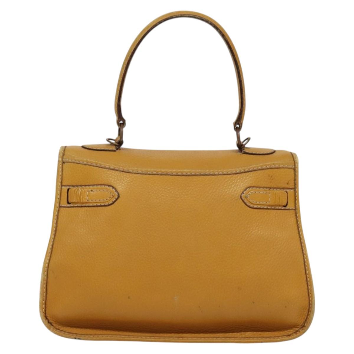 CELINE Hand Bag Leather 2way Yellow Auth 124515