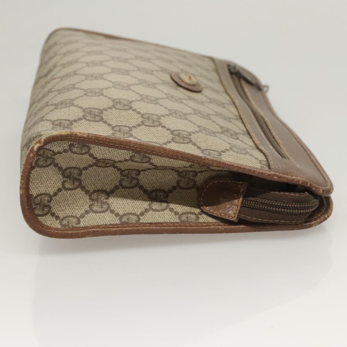 GUCCI GG Supreme Clutch Bag PVC Beige 97 01 037 Auth 124518