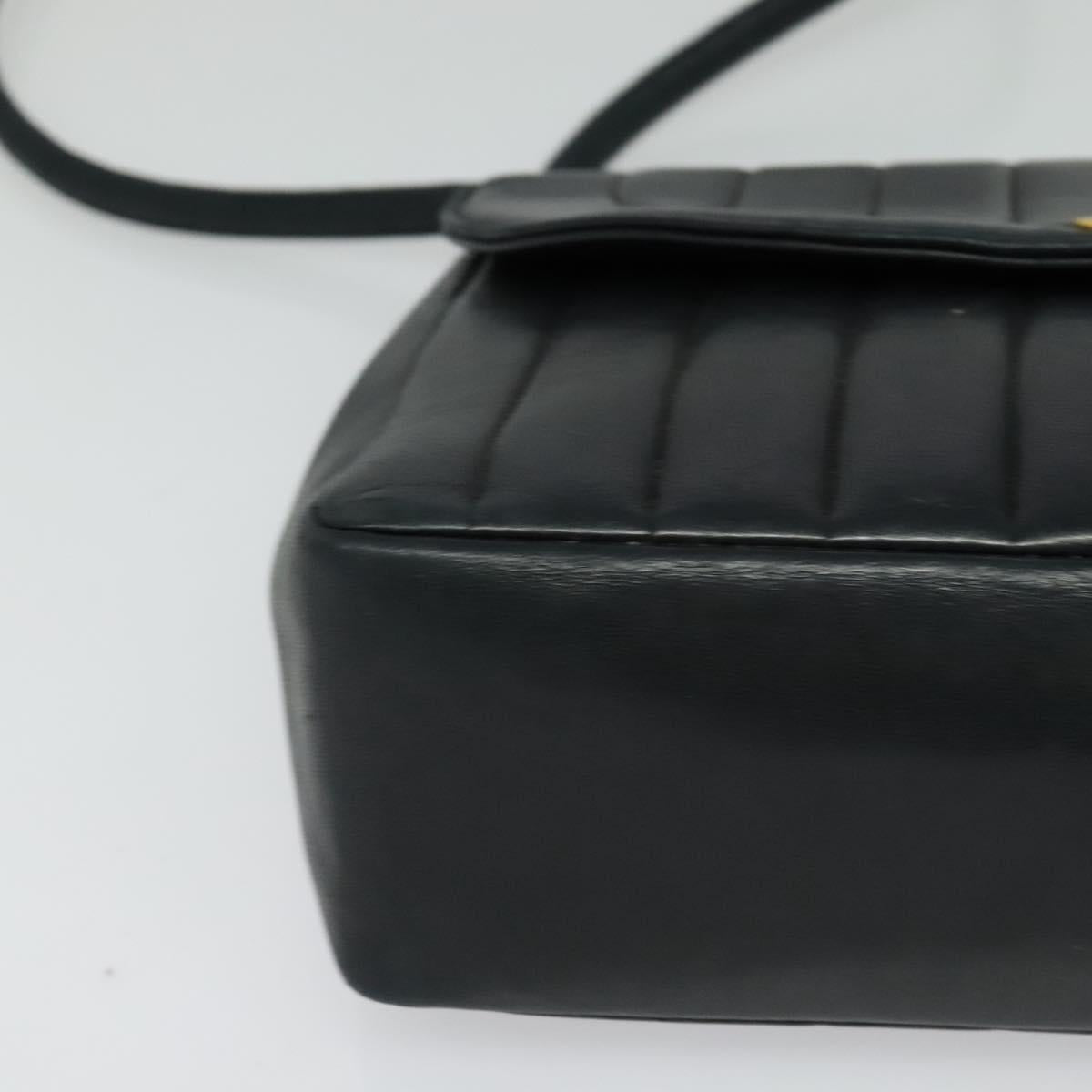 CHANEL Matelasse Mademoiselle Shoulder Bag Lamb Skin Black Gold CC Auth 124522