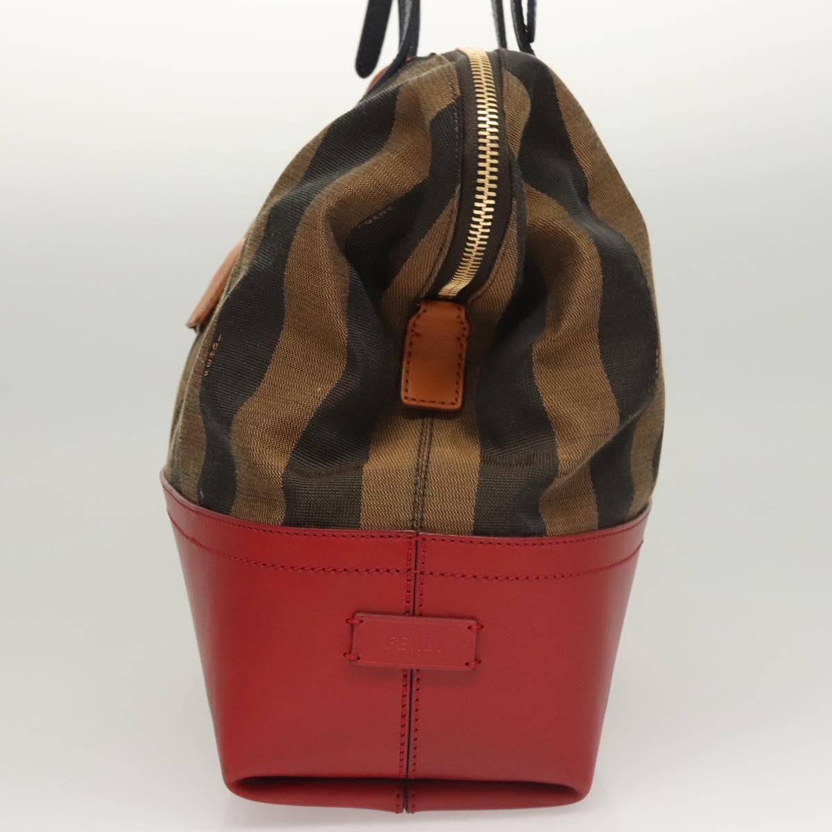 FENDI Pecan Canvas Hand Bag Brown Black Auth 124524