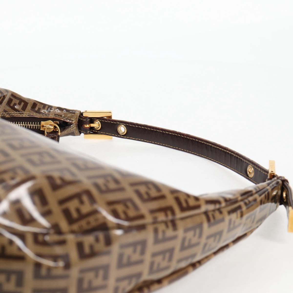 FENDI Zucchino Canvas Croissant Shoulder Bag Brown Auth 124539V