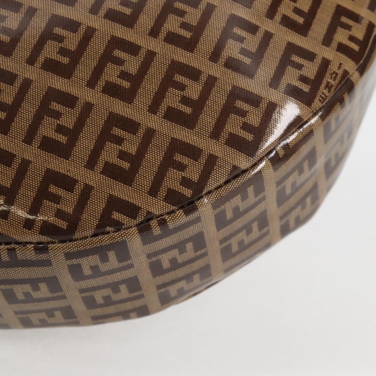 FENDI Zucchino Canvas Croissant Shoulder Bag Brown Auth 124539V
