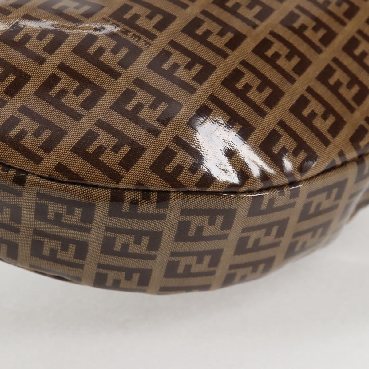 FENDI Zucchino Canvas Croissant Shoulder Bag Brown Auth 124539V