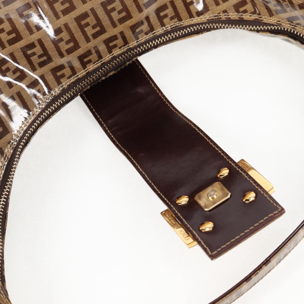 FENDI Zucchino Canvas Croissant Shoulder Bag Brown Auth 124539V