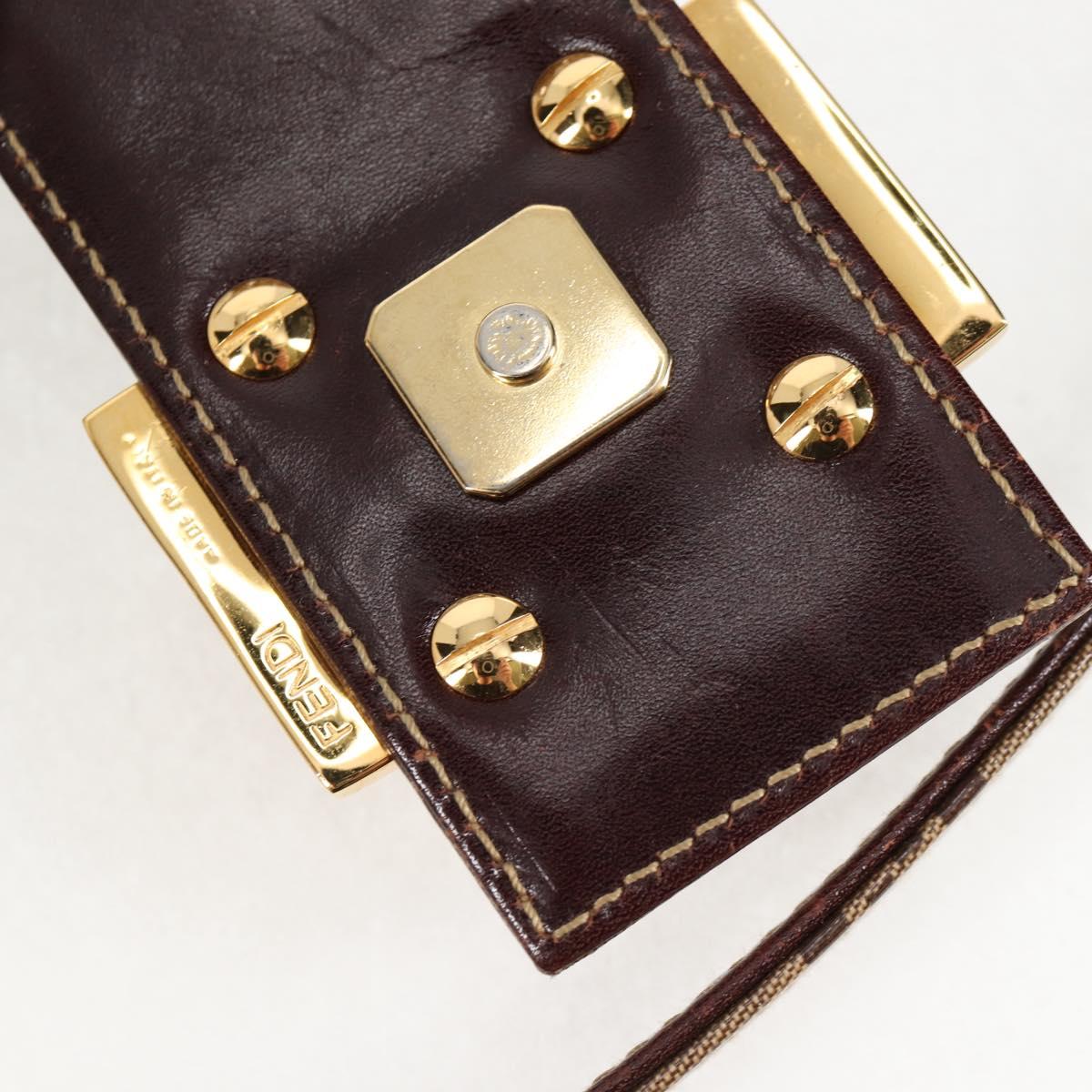 FENDI Zucchino Canvas Croissant Shoulder Bag Brown Auth 124539V
