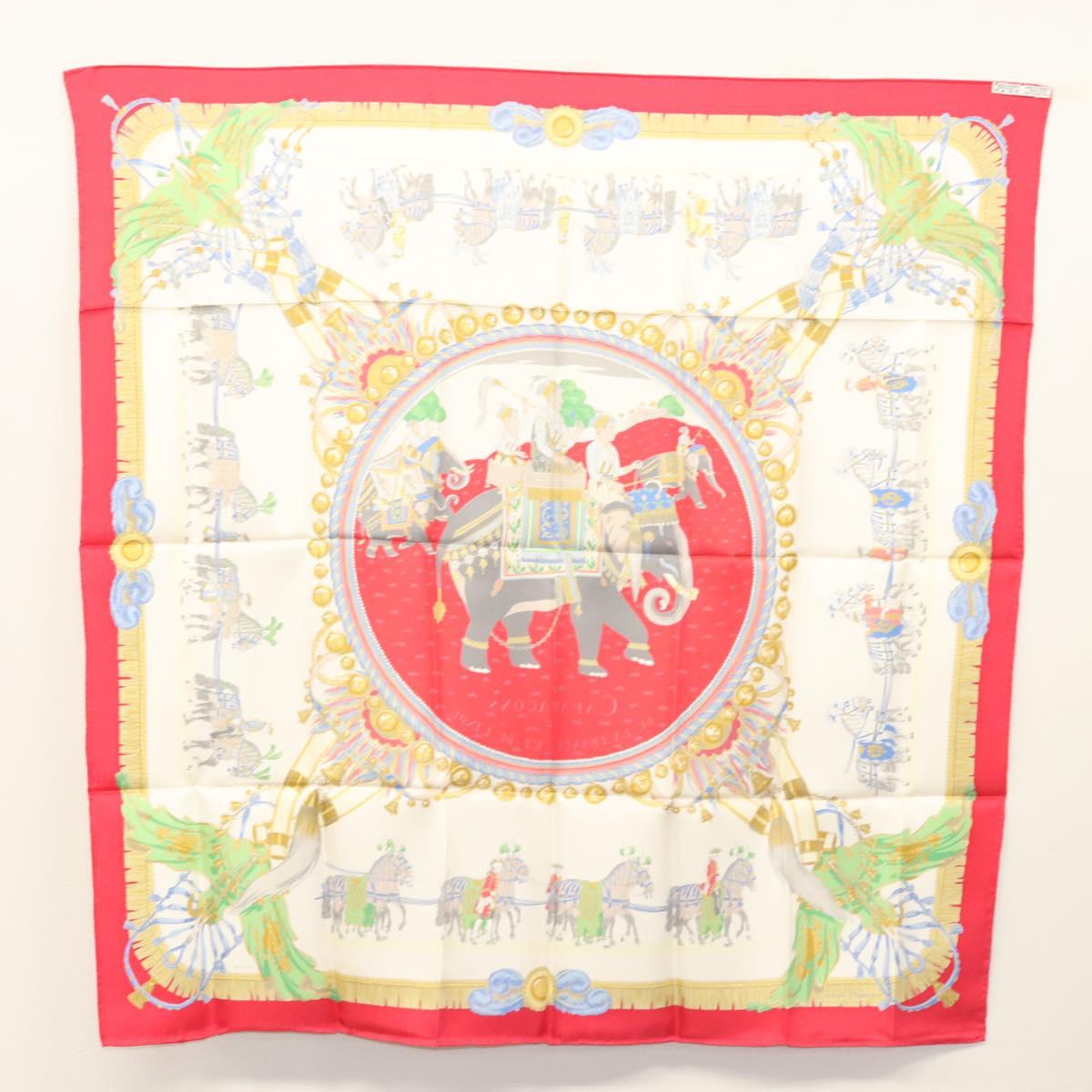 HERMES Carre 90 Scarf ""CAPARACONS DE LA FRANCE ET DE L'INDE"" Silk Auth 124561