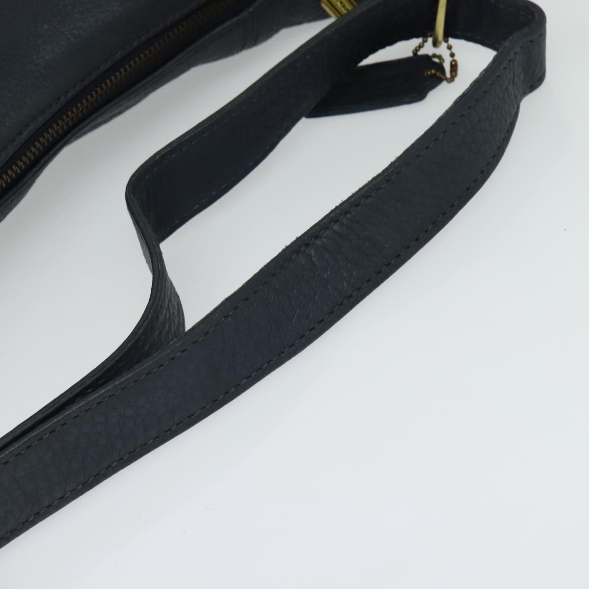 Coach Shoulder Bag Leather Navy Gold Auth 124594