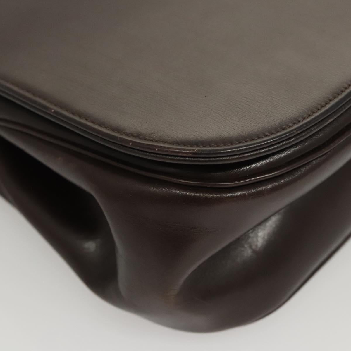 Christian Dior Hand Bag Leather 2way Brown Gold Auth 124602