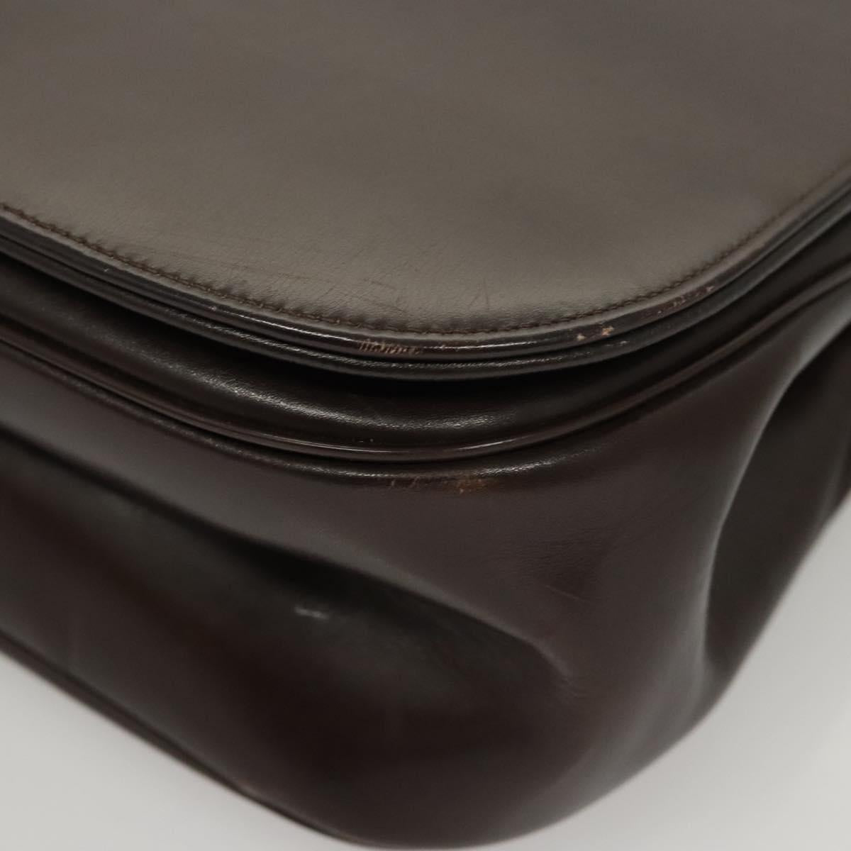 Christian Dior Hand Bag Leather 2way Brown Gold Auth 124602