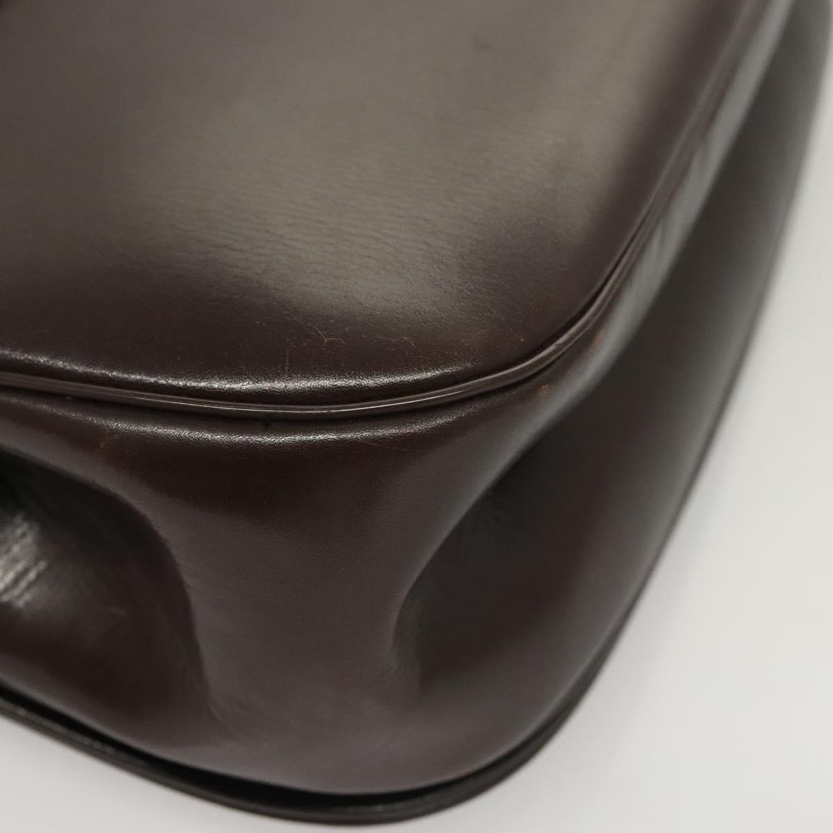 Christian Dior Hand Bag Leather 2way Brown Gold Auth 124602