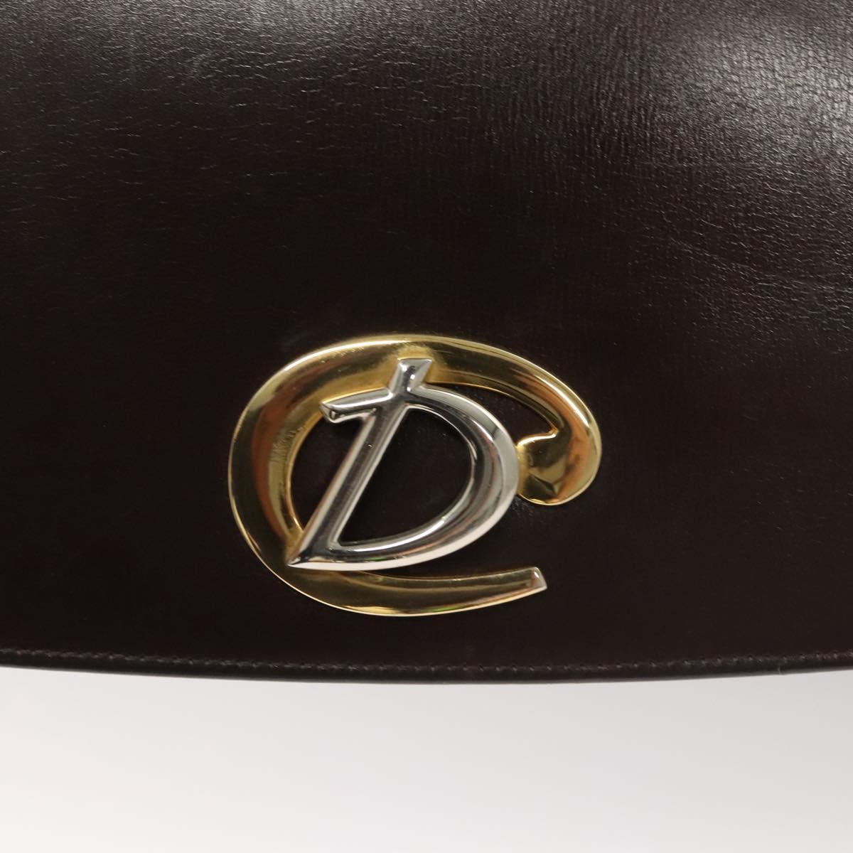 Christian Dior Hand Bag Leather 2way Brown Gold Auth 124602