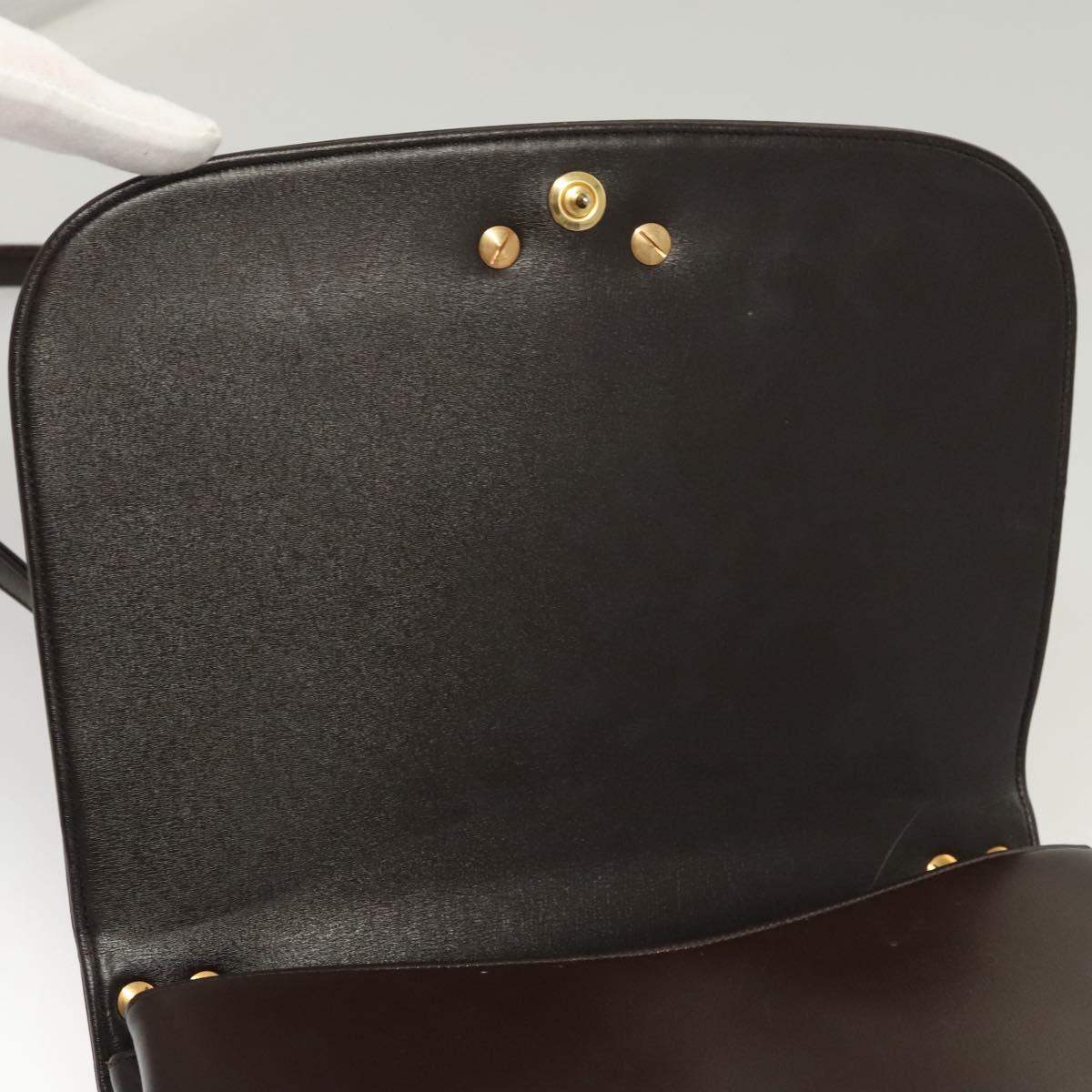 Christian Dior Hand Bag Leather 2way Brown Gold Auth 124602