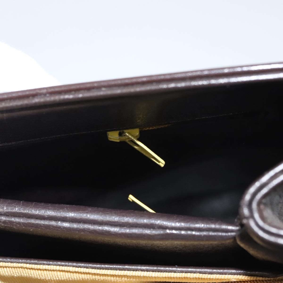 Christian Dior Hand Bag Leather 2way Brown Gold Auth 124602