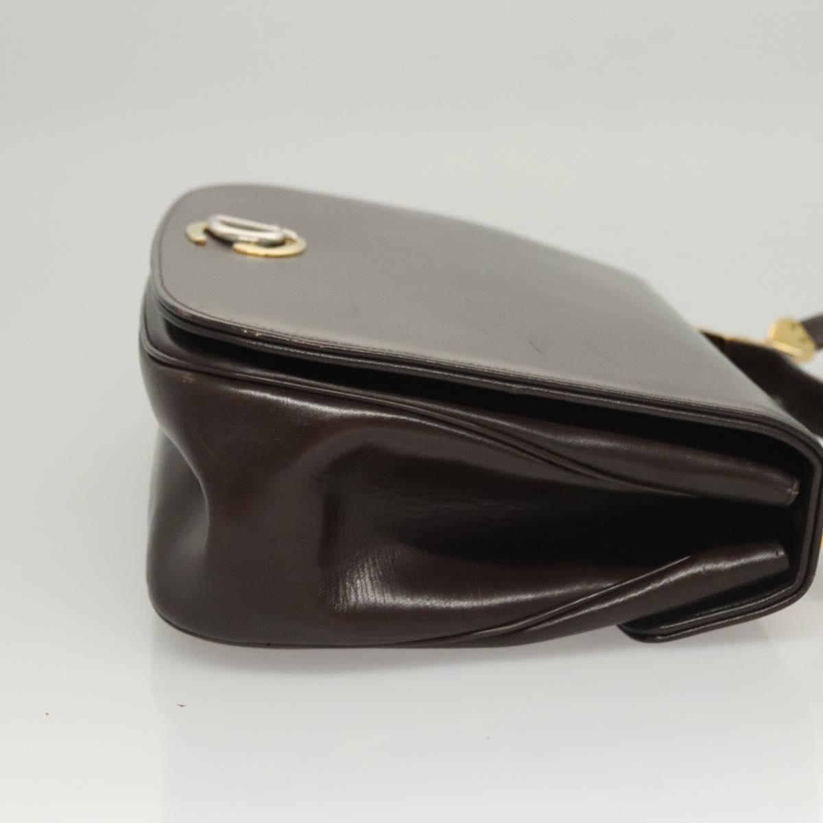 Christian Dior Hand Bag Leather 2way Brown Gold Auth 124602