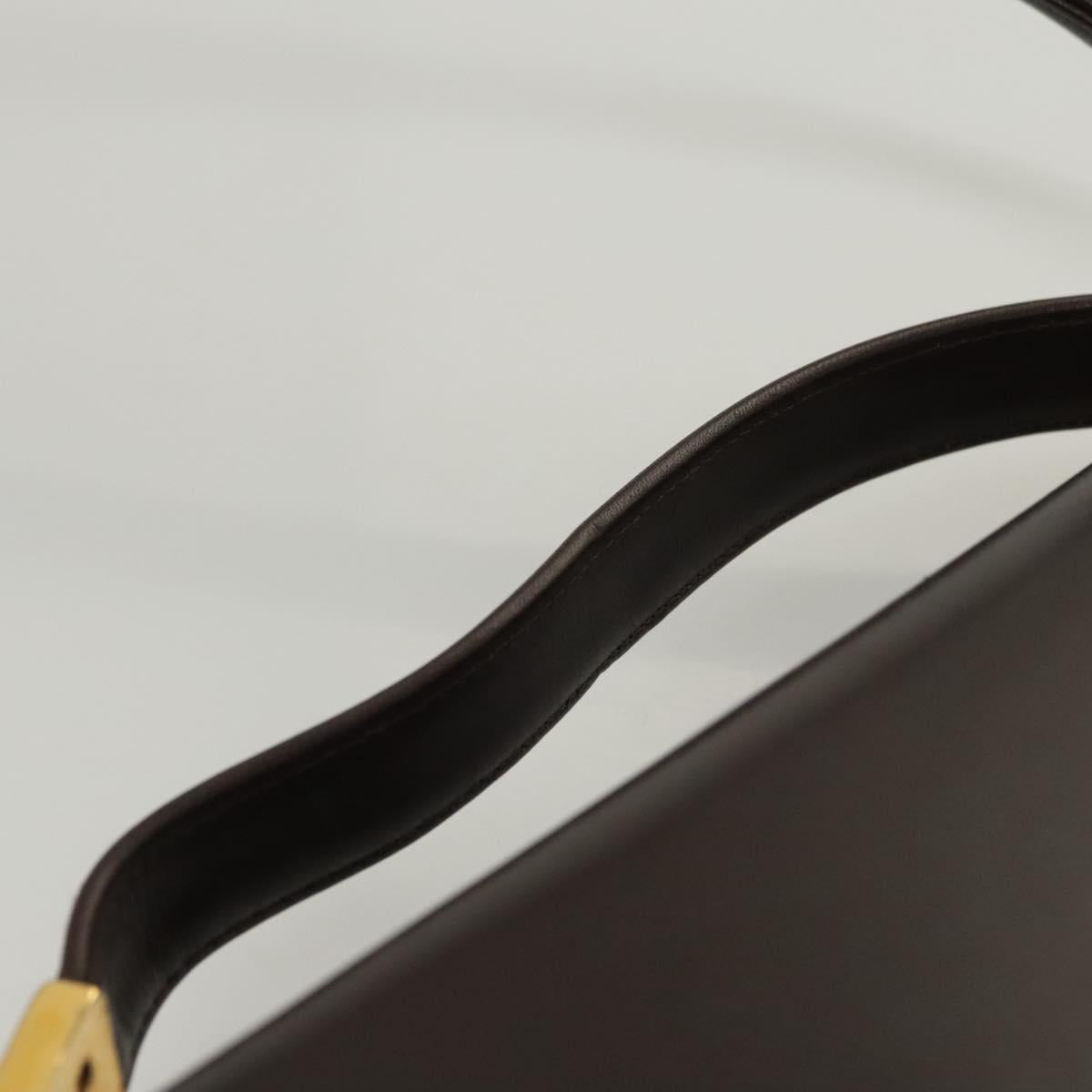 Christian Dior Hand Bag Leather 2way Brown Gold Auth 124602