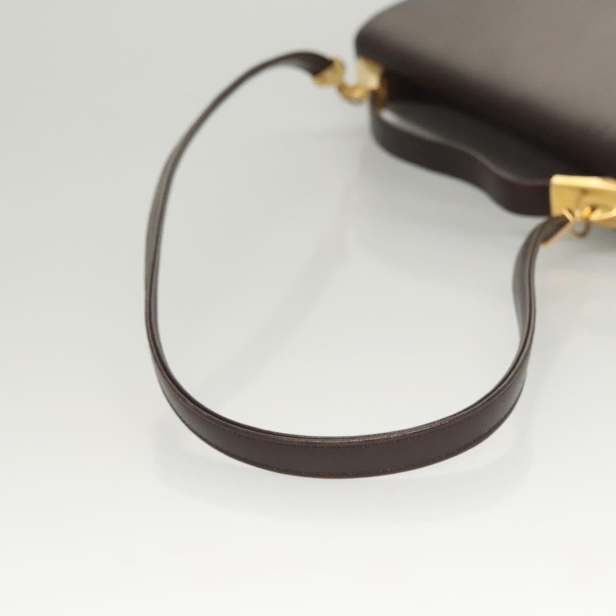 Christian Dior Hand Bag Leather 2way Brown Gold Auth 124602