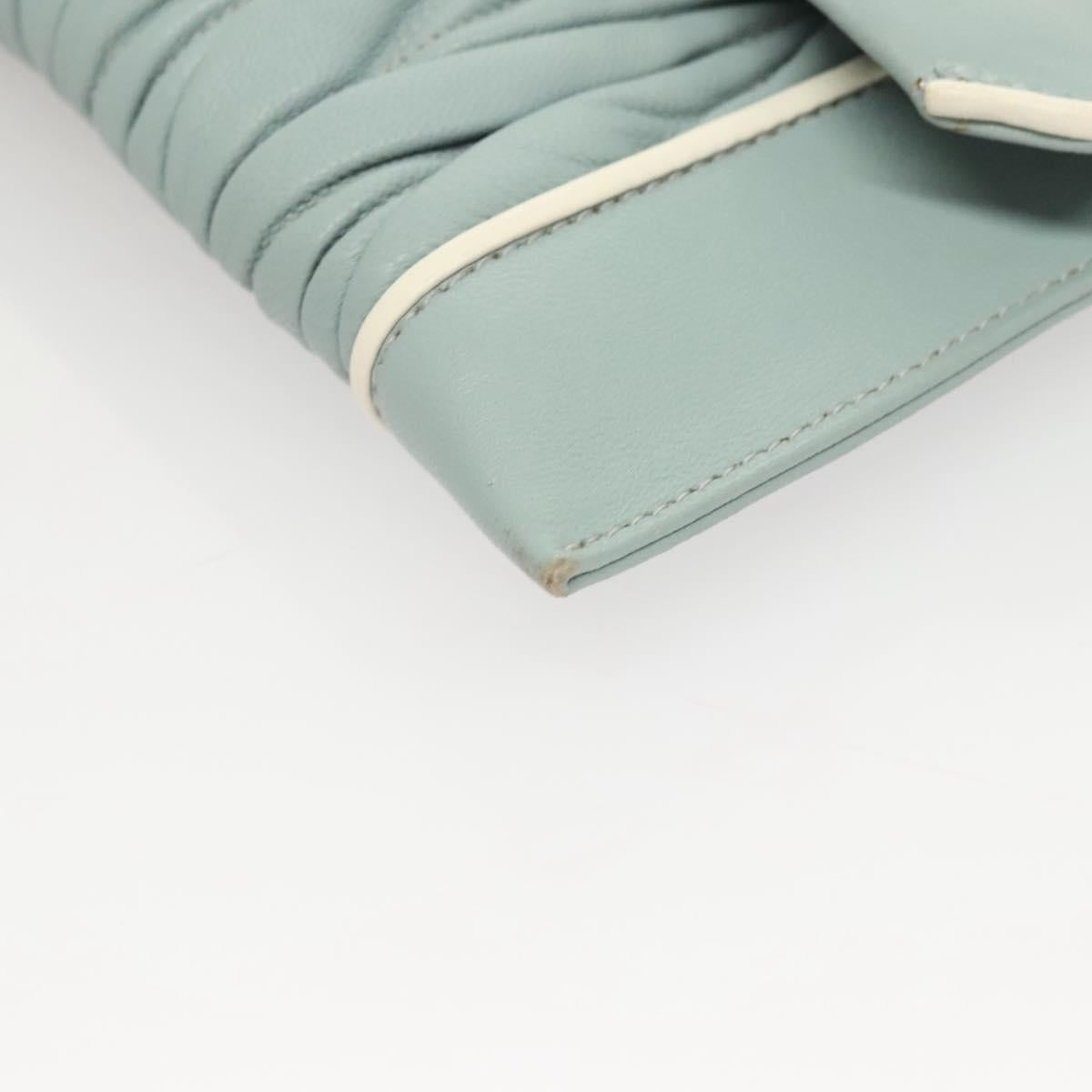 Miu Miu Matelasse Chain Shoulder Bag Leather Light Blue Silver Auth 124604