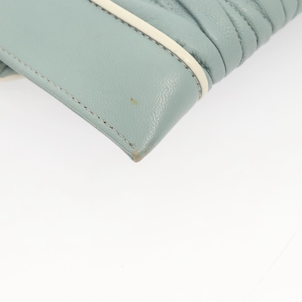 Miu Miu Matelasse Chain Shoulder Bag Leather Light Blue Silver Auth 124604