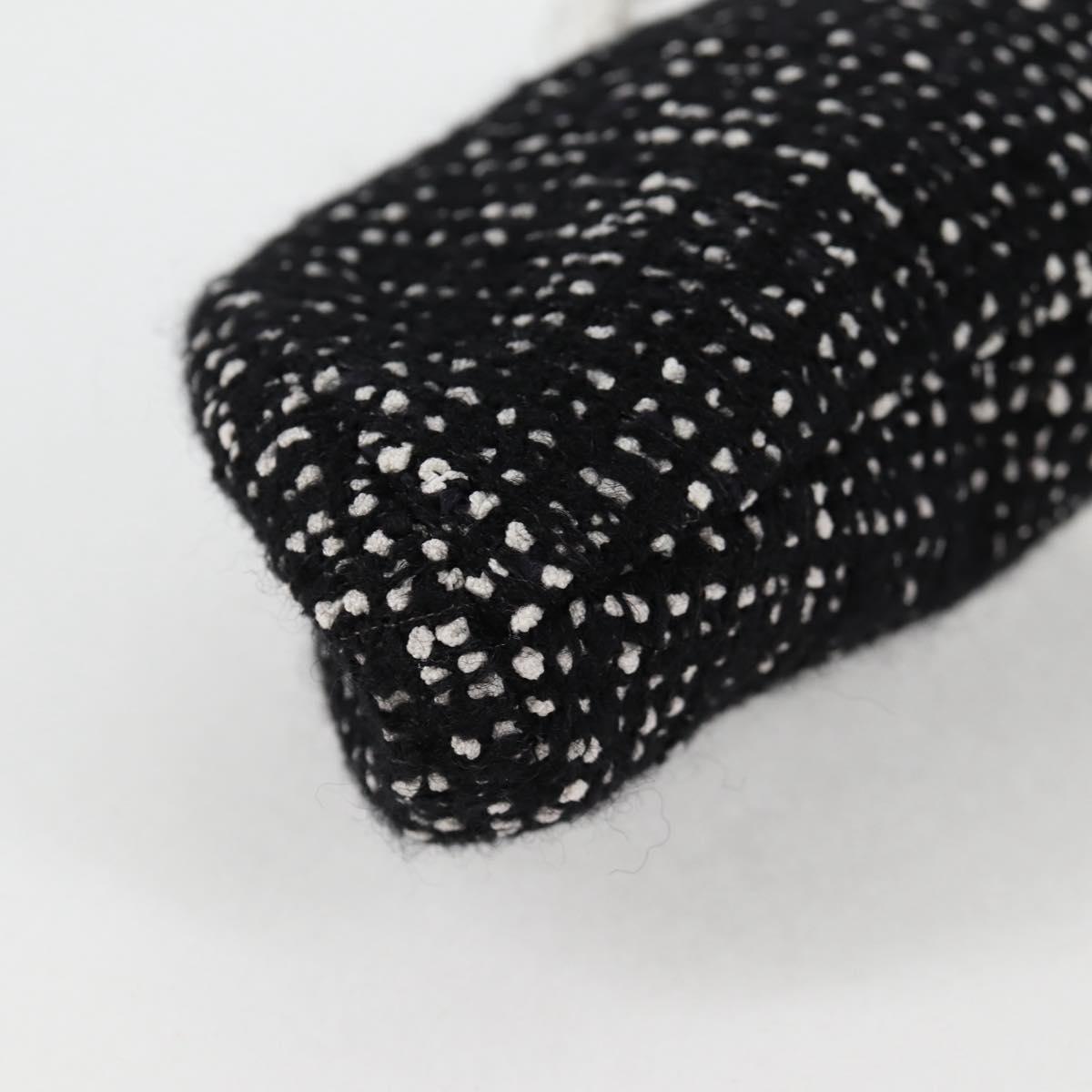 CHANEL Clutch Bag Tweed Black Gold CC Auth 124606AV