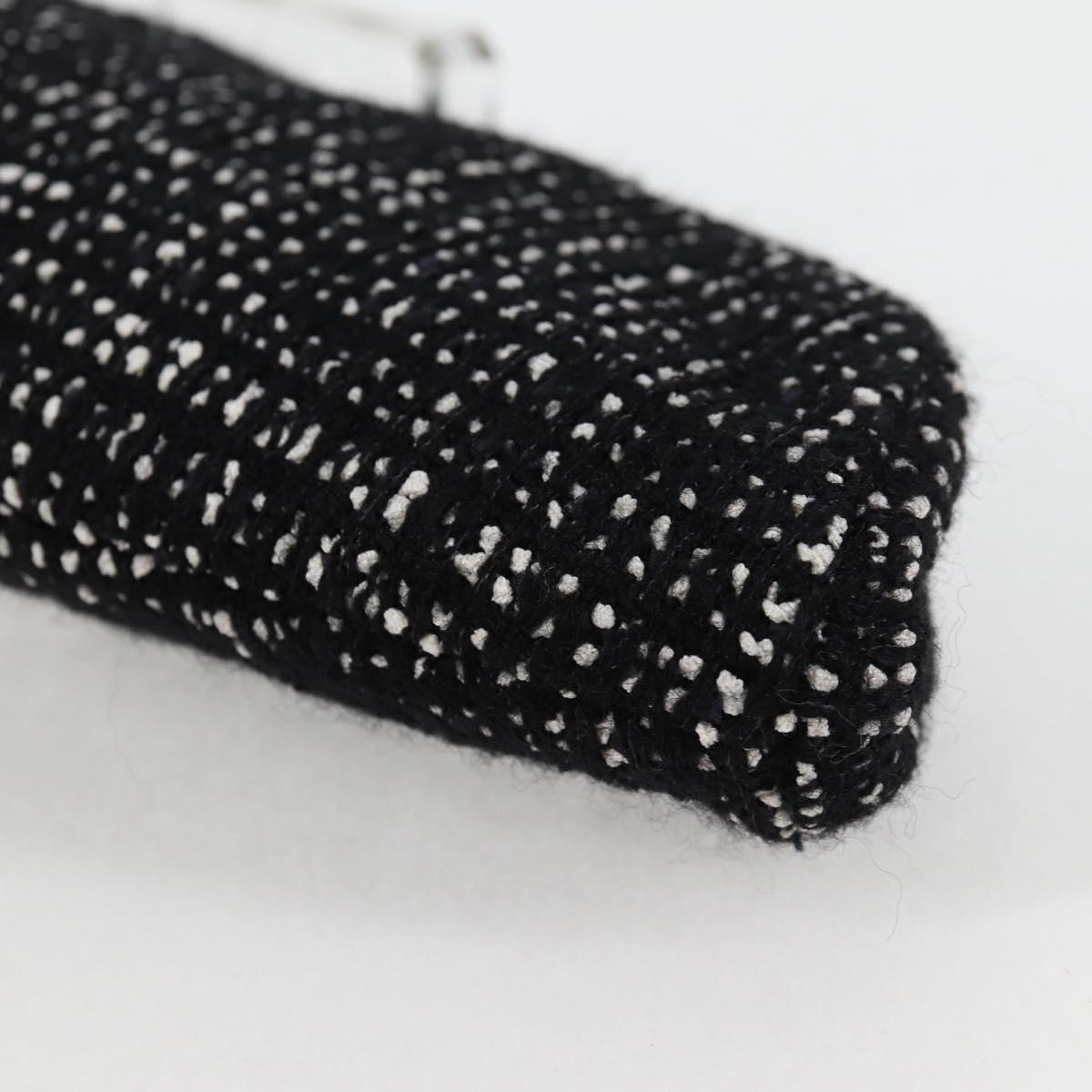 CHANEL Clutch Bag Tweed Black Gold CC Auth 124606SAV