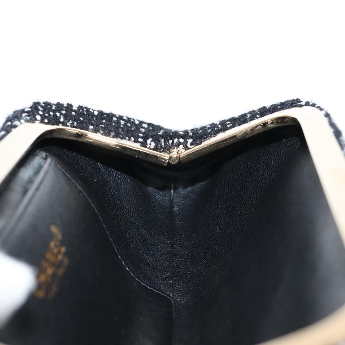 CHANEL Clutch Bag Tweed Black Gold CC Auth 124606SAV