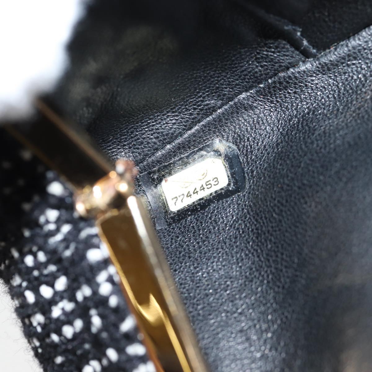 CHANEL Clutch Bag Tweed Black Gold CC Auth 124606SAV