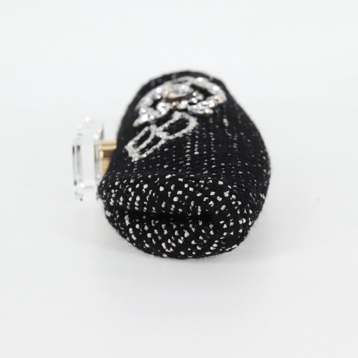 CHANEL Clutch Bag Tweed Black Gold CC Auth 124606AV