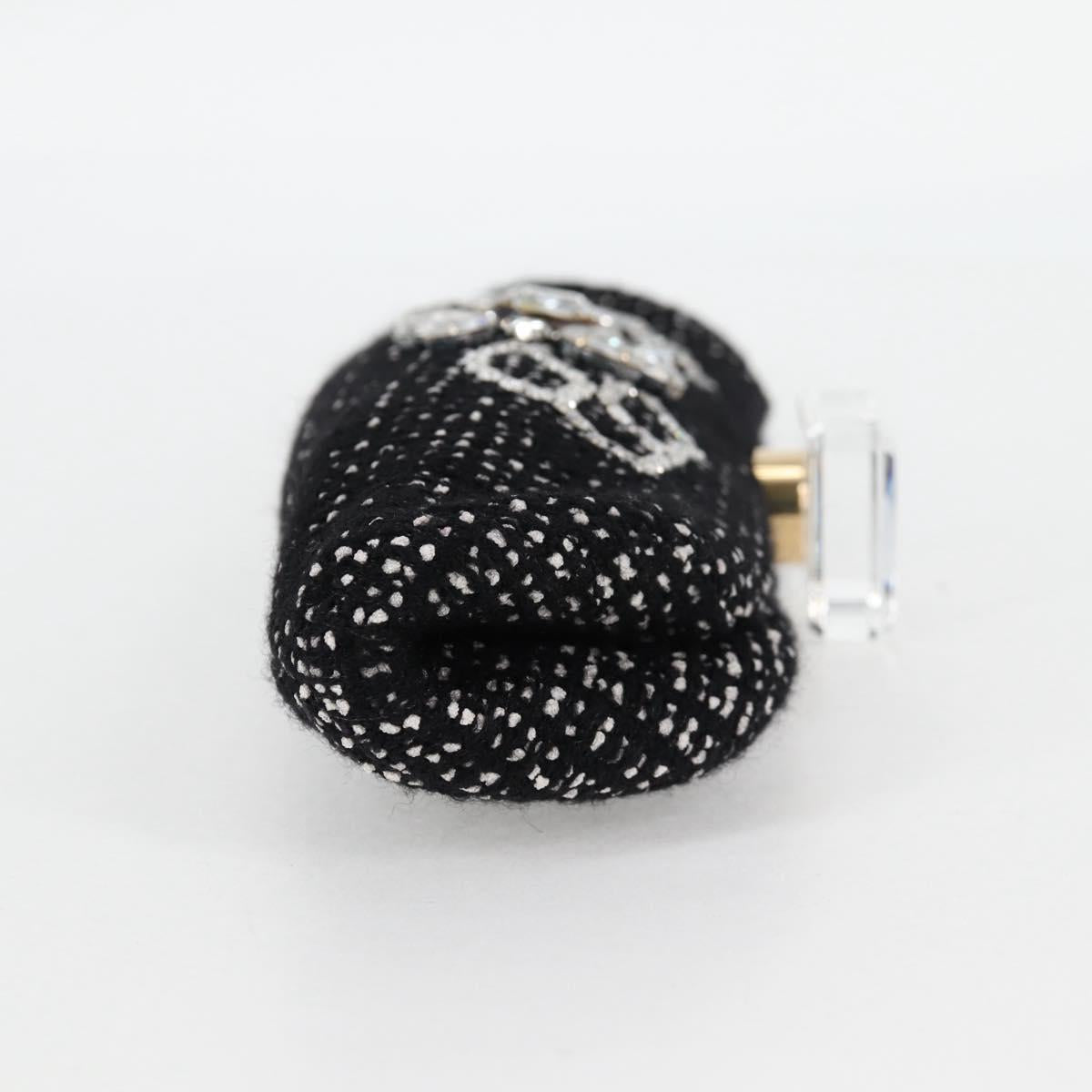 CHANEL Clutch Bag Tweed Black Gold CC Auth 124606SAV
