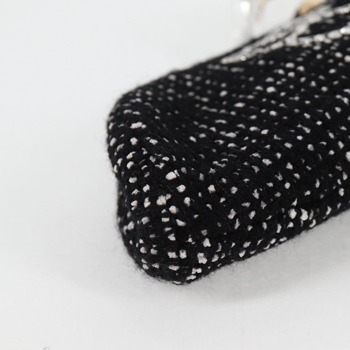 CHANEL Clutch Bag Tweed Black Gold CC Auth 124606SAV
