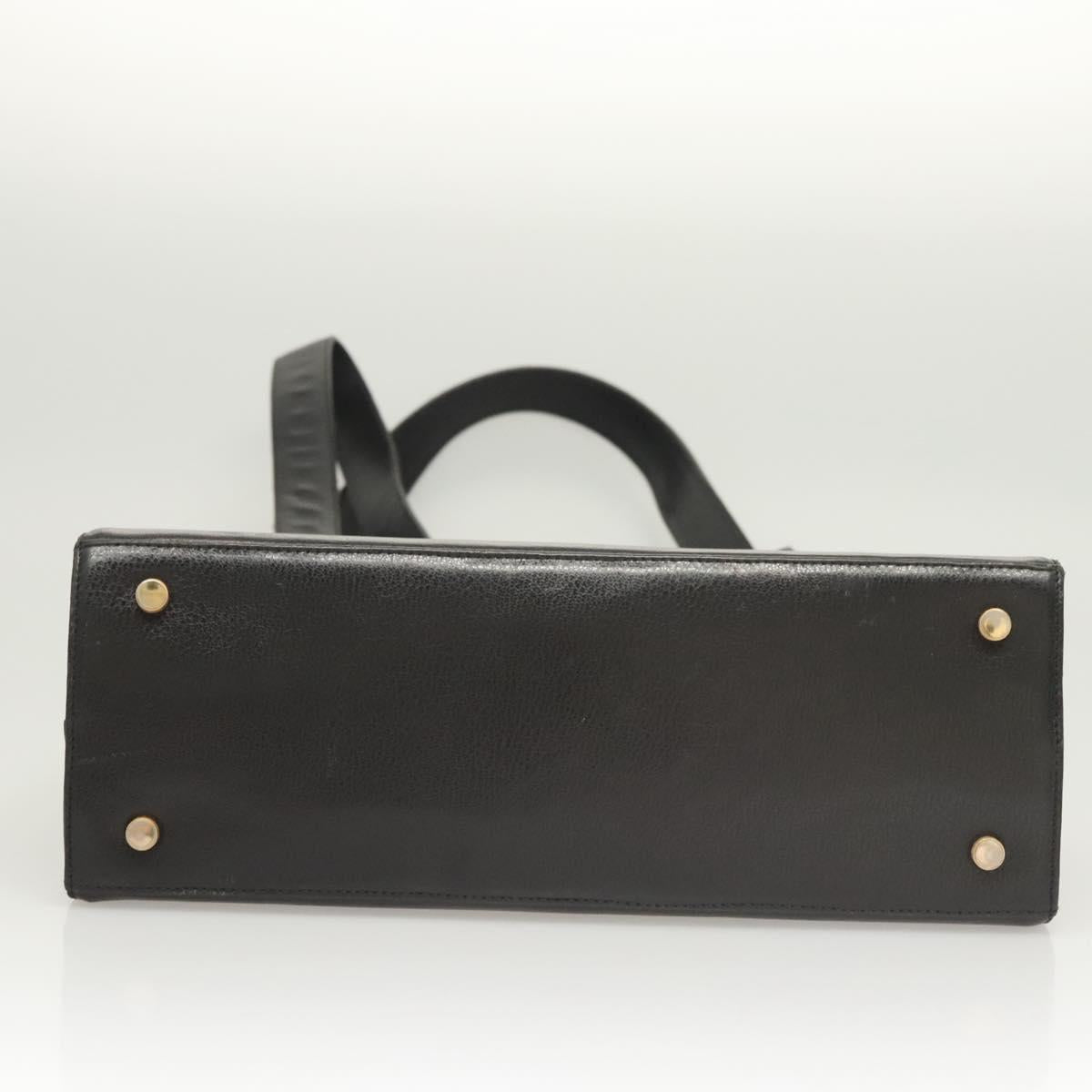 Salvatore Ferragamo Gancini Shoulder Bag Leather Black Gold Auth 124607