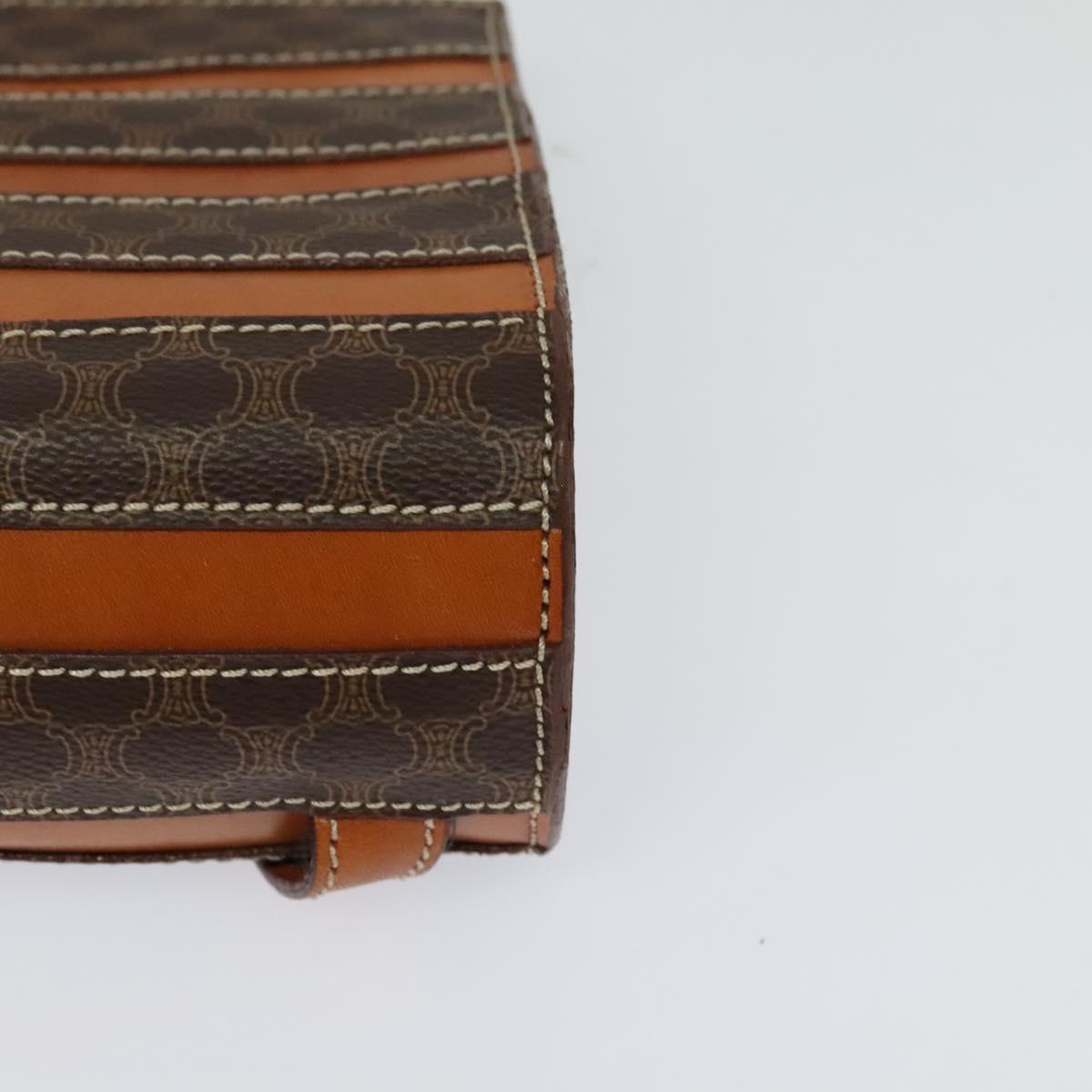 CELINE Macadam Canvas Backpack PVC Leather Brown Gold Auth 124609