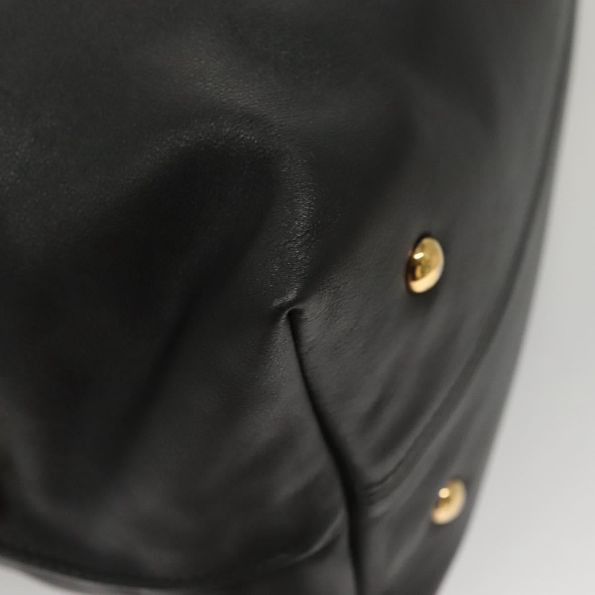 Salvatore Ferragamo Gancini Shoulder Bag Leather Black Gold Auth 124617