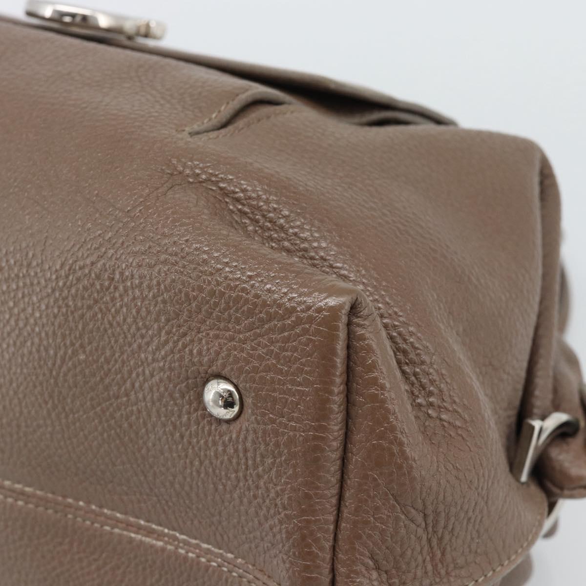 Salvatore Ferragamo Gancini Shoulder Bag Leather Brown Gold Auth 124617