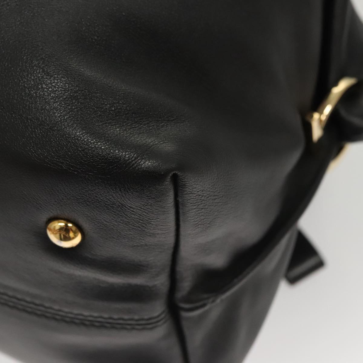 Salvatore Ferragamo Gancini Shoulder Bag Leather Black Gold Auth 124617