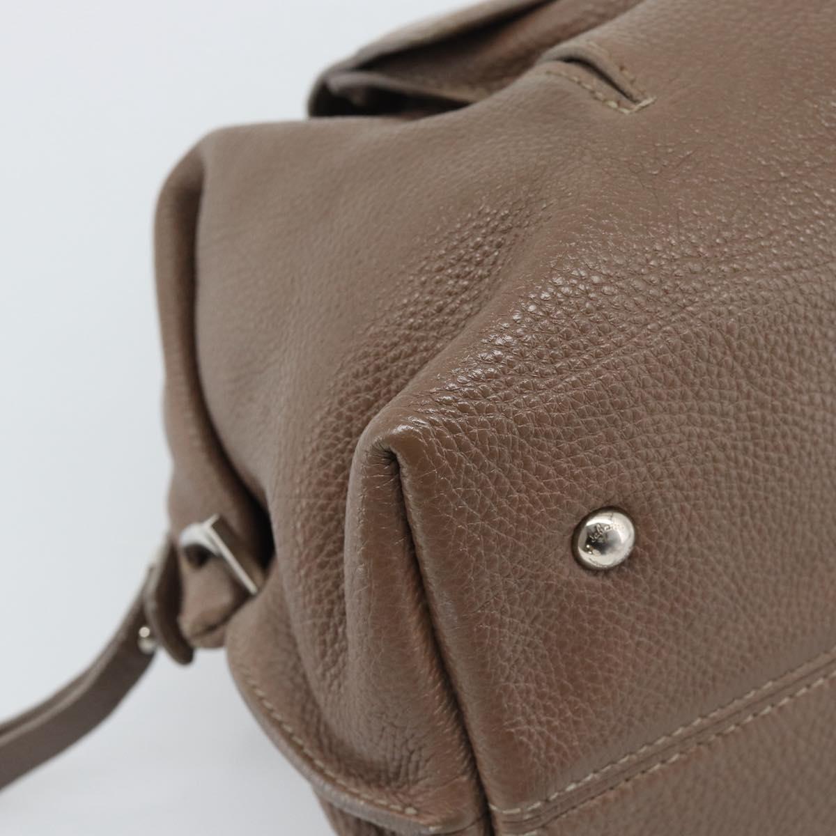 Salvatore Ferragamo Gancini Shoulder Bag Leather Brown Gold Auth 124617