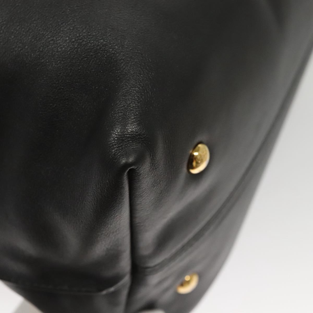 Salvatore Ferragamo Gancini Shoulder Bag Leather Black Gold Auth 124617