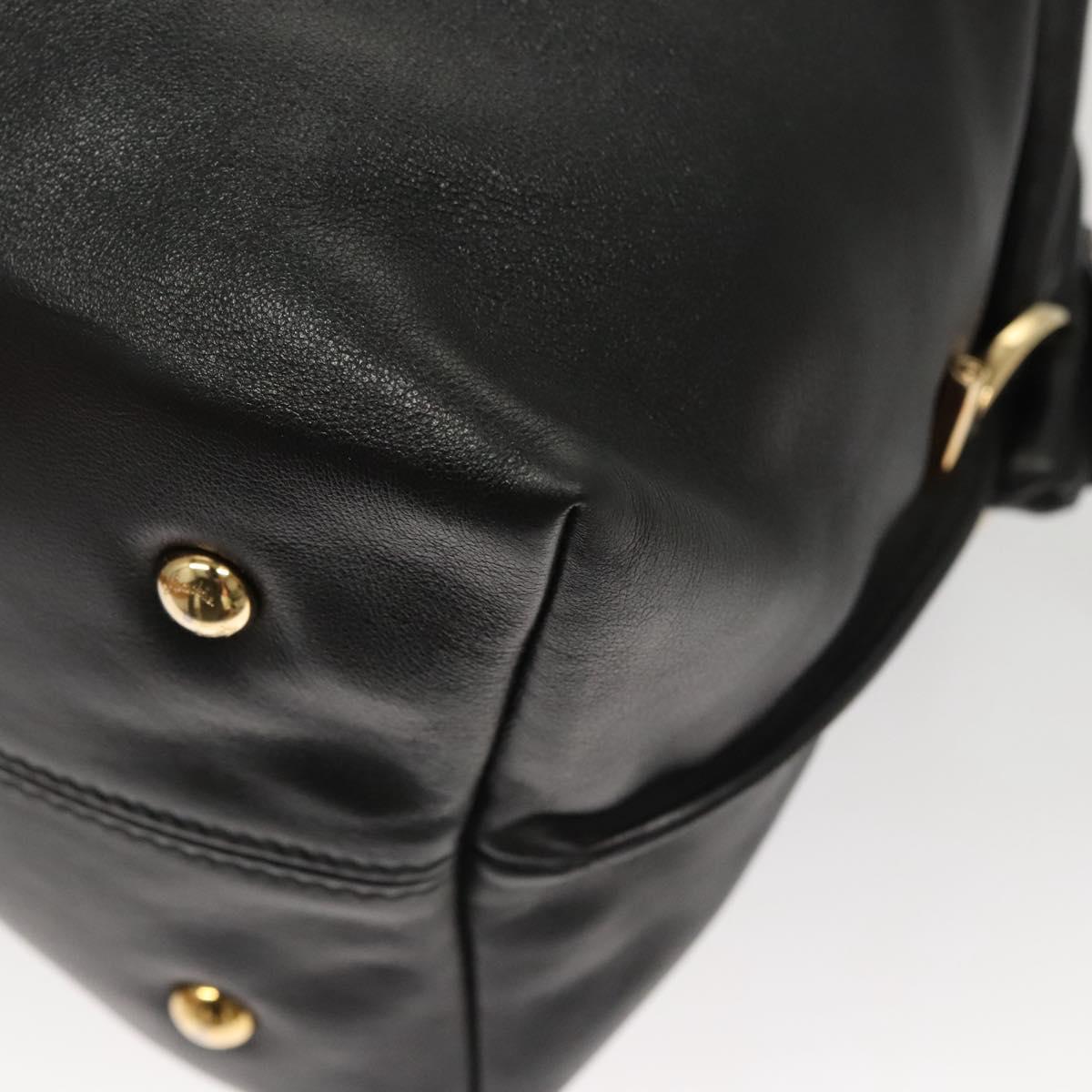 Salvatore Ferragamo Gancini Shoulder Bag Leather Black Gold Auth 124617