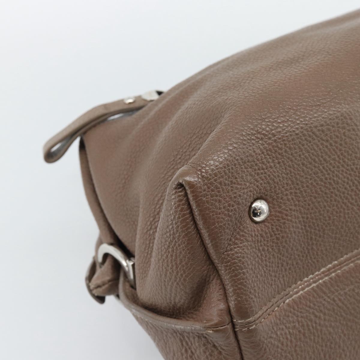 Salvatore Ferragamo Gancini Shoulder Bag Leather Brown Gold Auth 124617