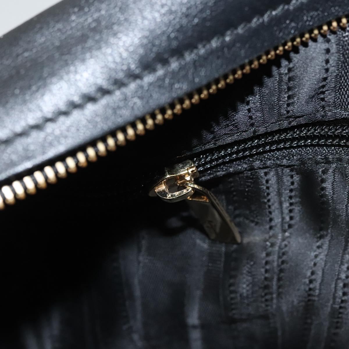 Salvatore Ferragamo Gancini Shoulder Bag Leather Black Gold Auth 124617