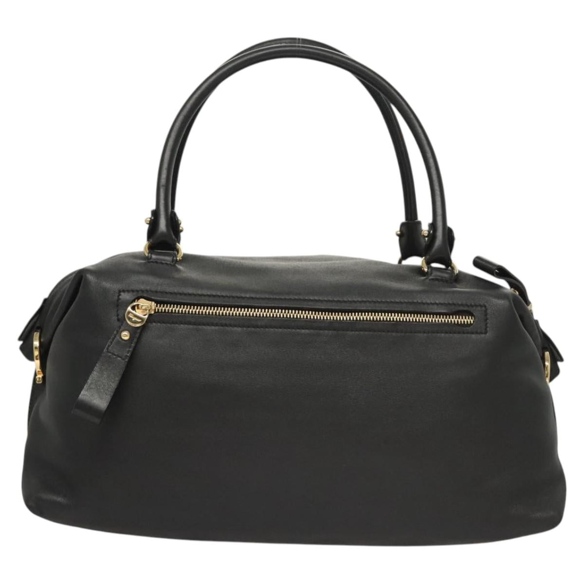 Salvatore Ferragamo Gancini Shoulder Bag Leather Black Gold Auth 124617