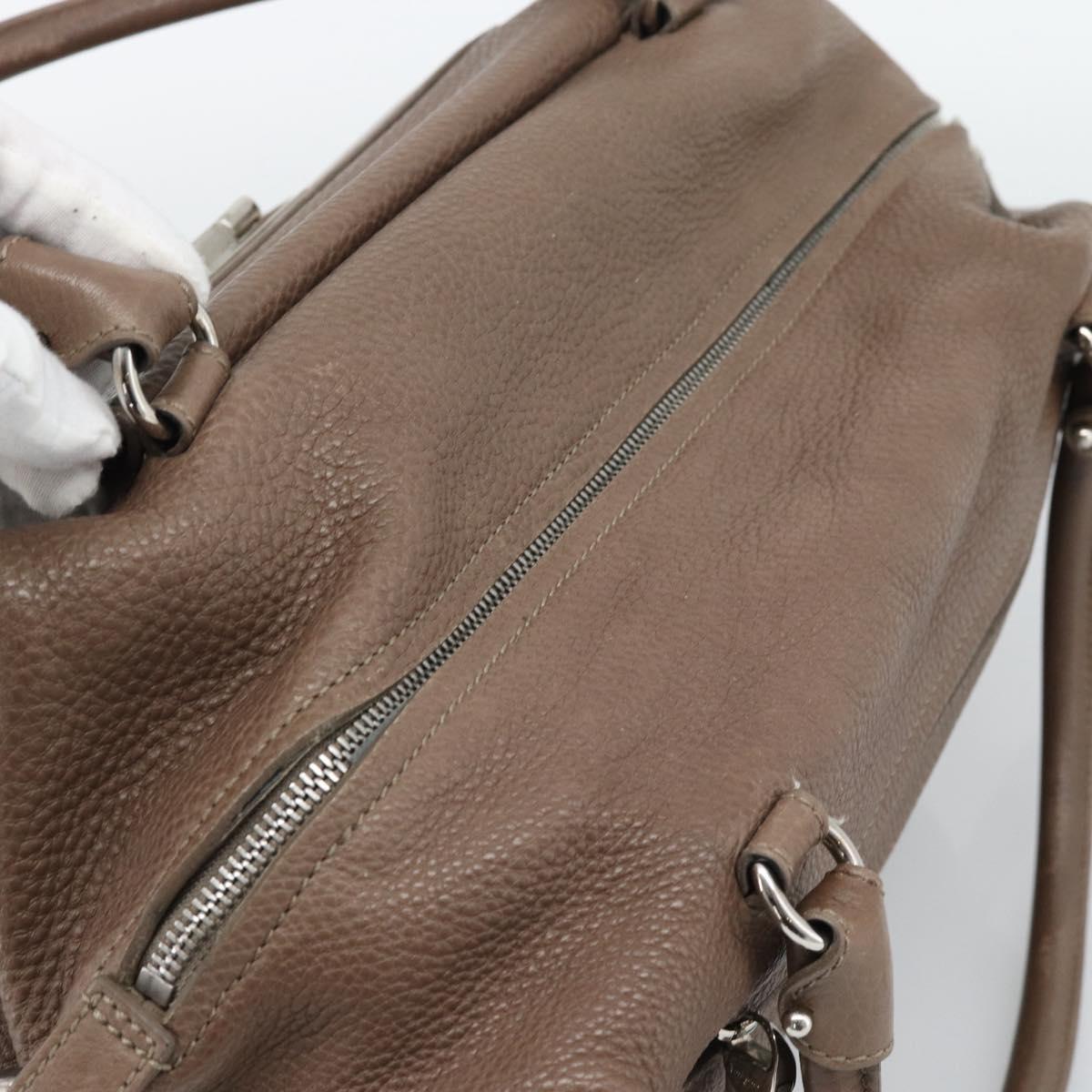 Salvatore Ferragamo Gancini Shoulder Bag Leather Brown Gold Auth 124617