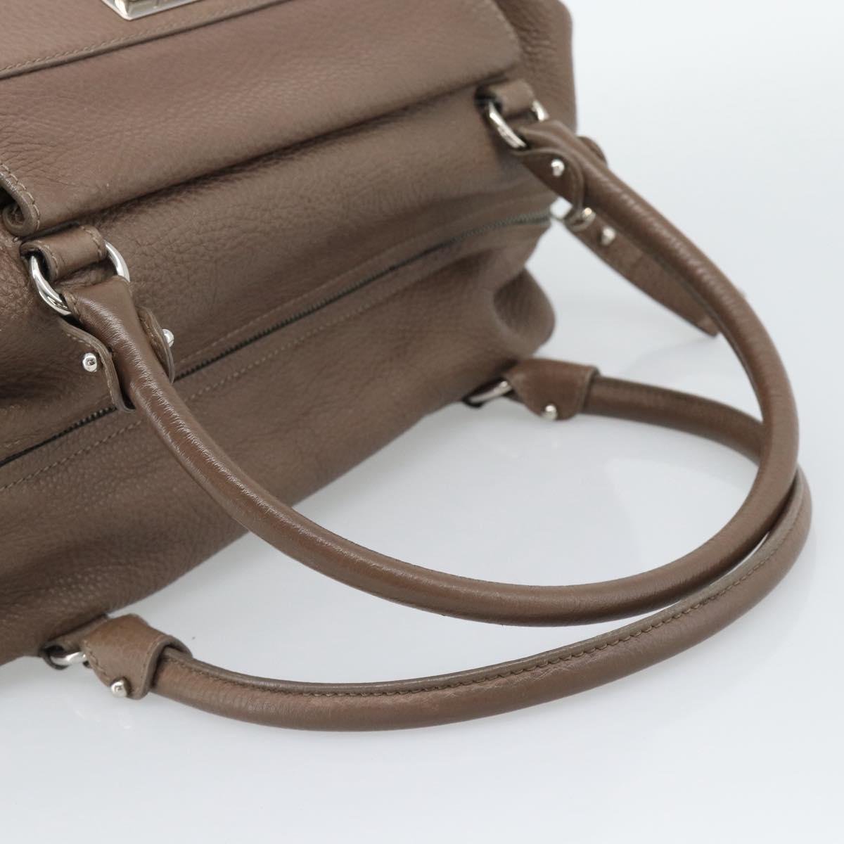 Salvatore Ferragamo Gancini Shoulder Bag Leather Brown Gold Auth 124617