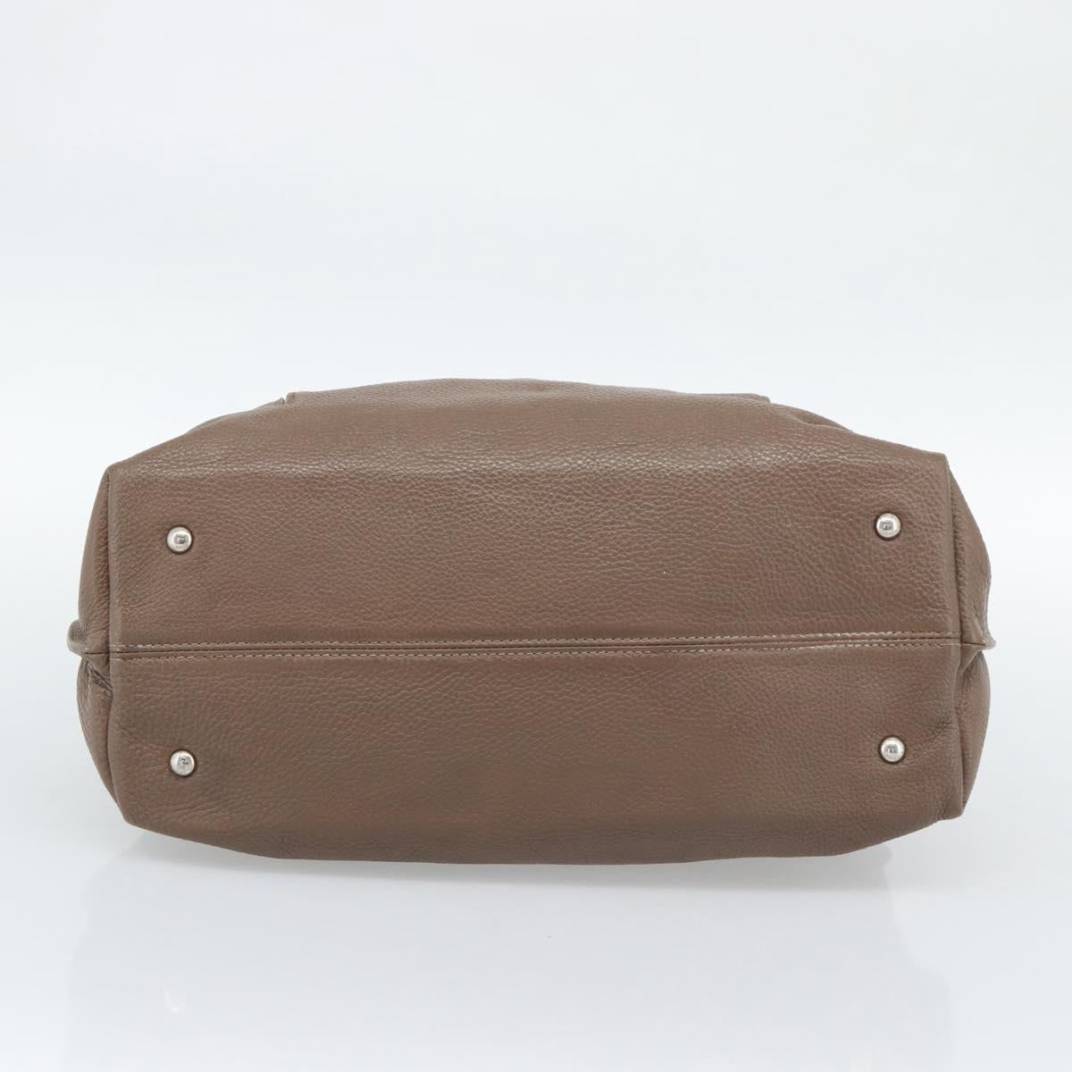 Salvatore Ferragamo Gancini Shoulder Bag Leather Brown Gold Auth 124617