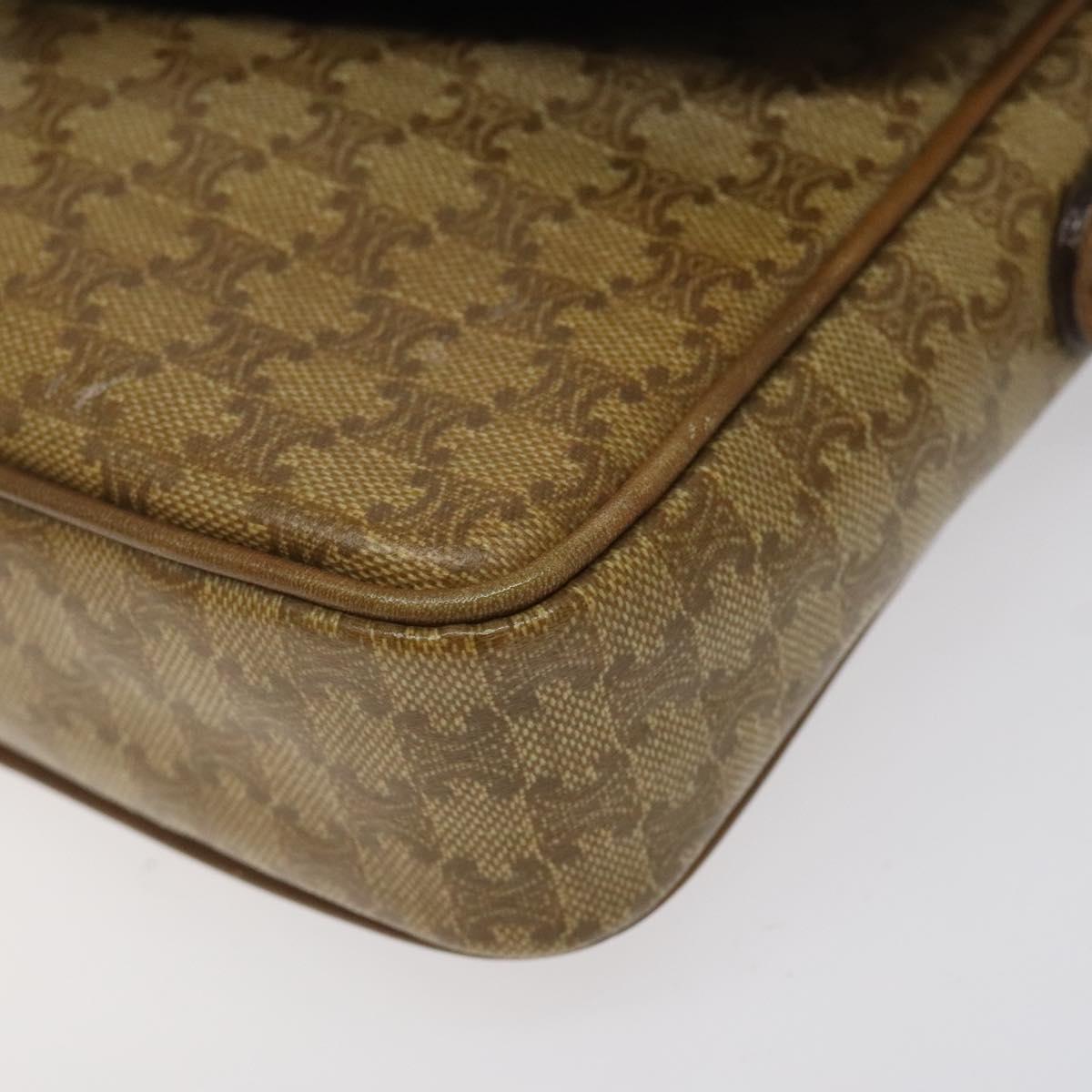 CELINE Macadam Canvas Shoulder Bag PVC Beige Gold Auth 124630
