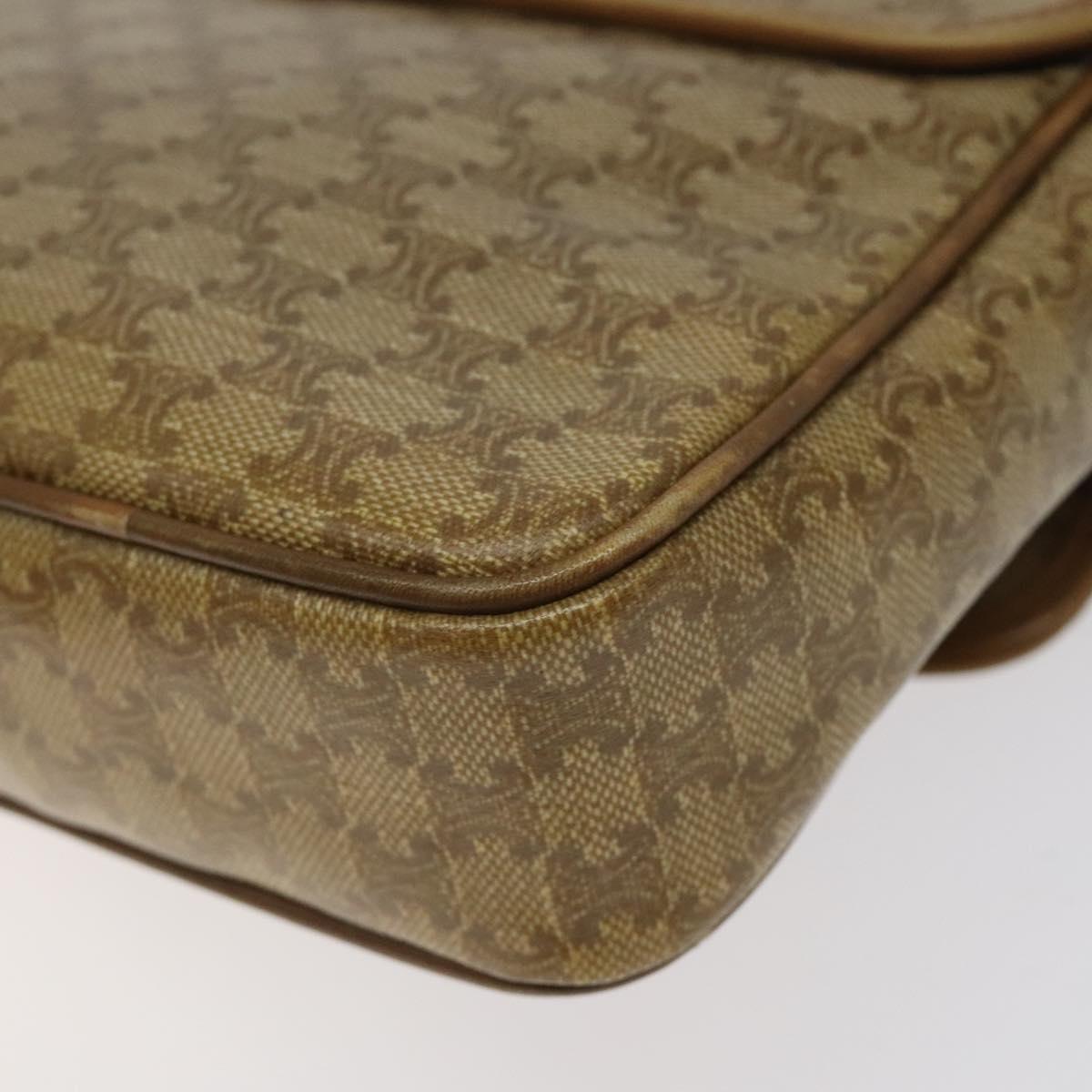 CELINE Macadam Canvas Shoulder Bag PVC Beige Gold Auth 124630