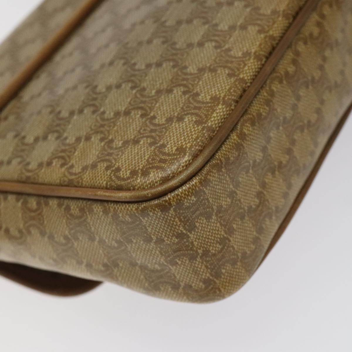 CELINE Macadam Canvas Shoulder Bag PVC Beige Gold Auth 124630